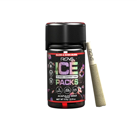 Rove Acapulco Gold · Infused Ice Packs (Rosin, Hash, and Diamonds) · 5x 0.6g, Infused Pre-Rolls