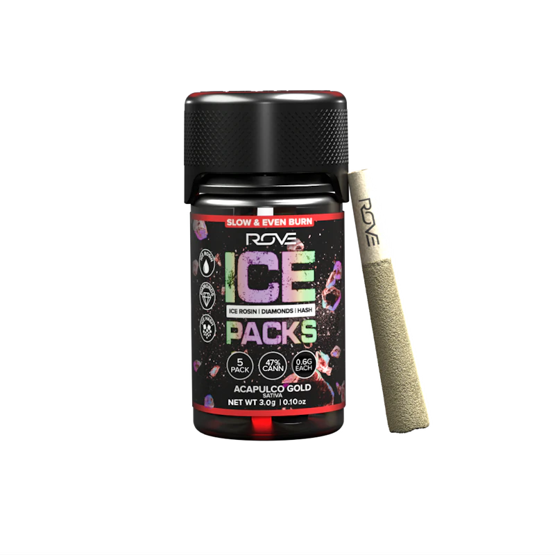 Rove Acapulco Gold · Infused Ice Packs (Rosin, Hash, and Diamonds) · 5x 0.6g, Infused Pre-Rolls
