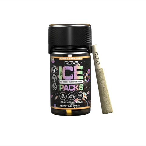 Rove Peaches & Cream · Infused Ice Packs (Rosin, Hash, and Diamonds) · 5x 0.6g, Infused Pre-Rolls