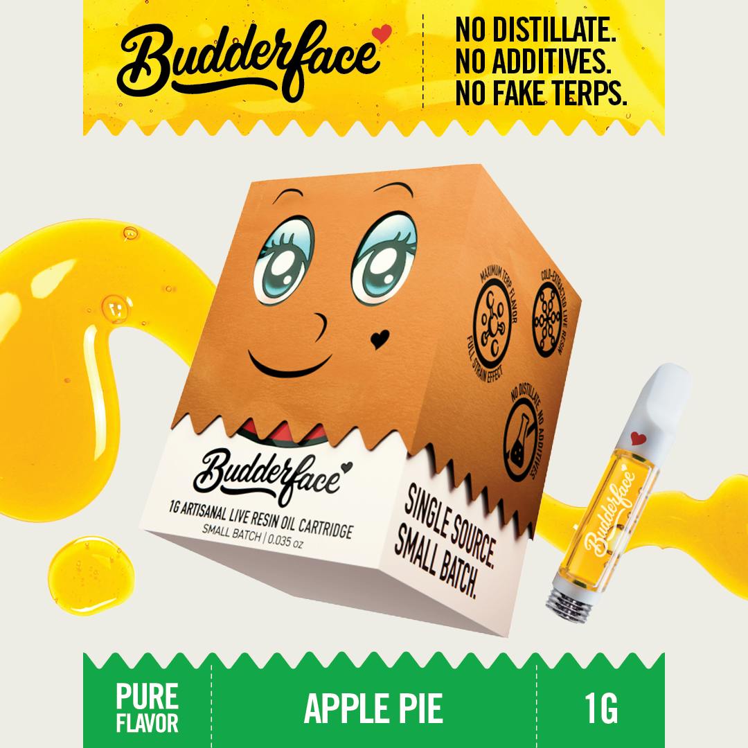 BUDDERFACE | Apple Pie | 1G | Artisanal Live Resin 510 Vape Cart by Budderface