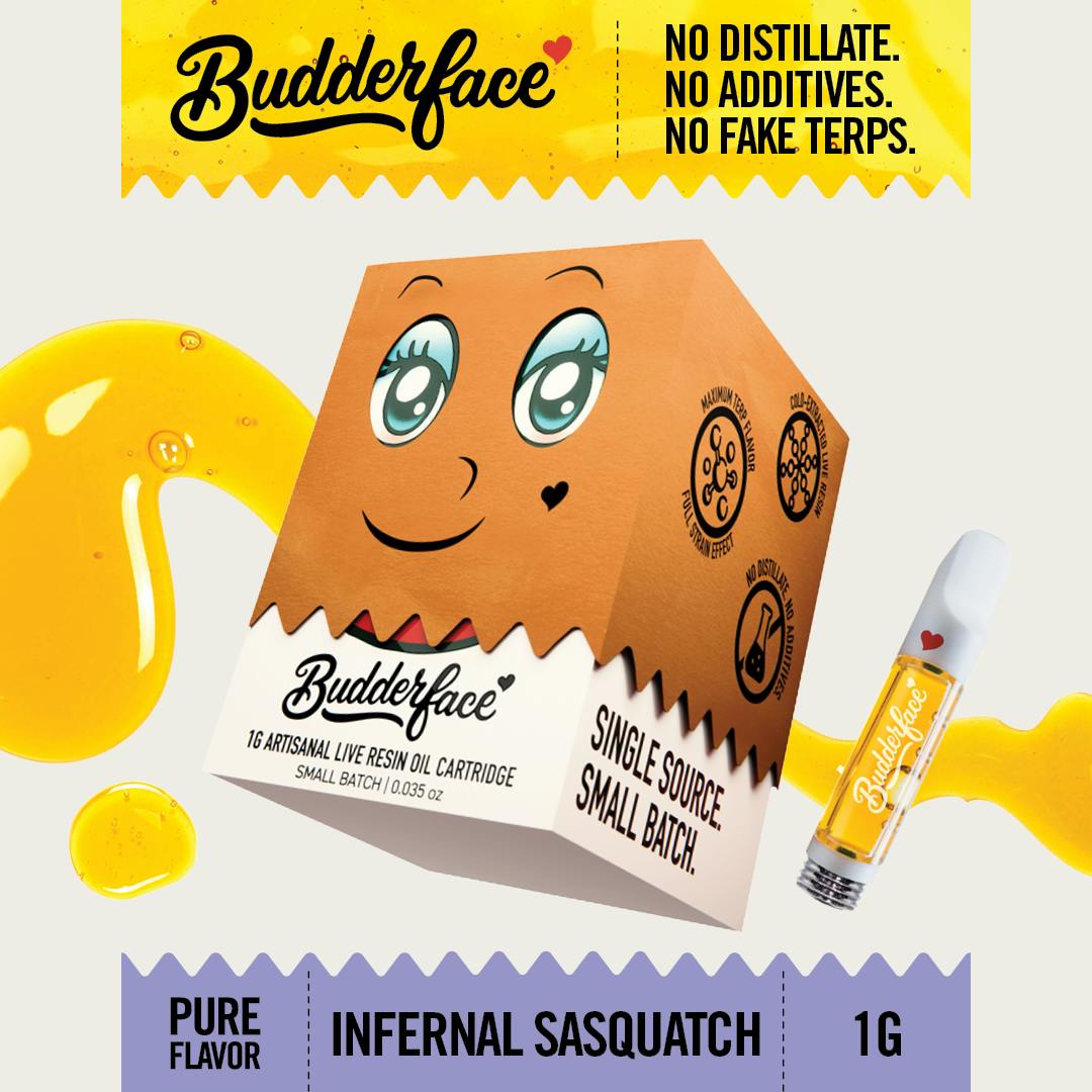 BUDDERFACE | Infernal Sasquatch | 1G | Artisanal Live Resin 510 Vape Cart