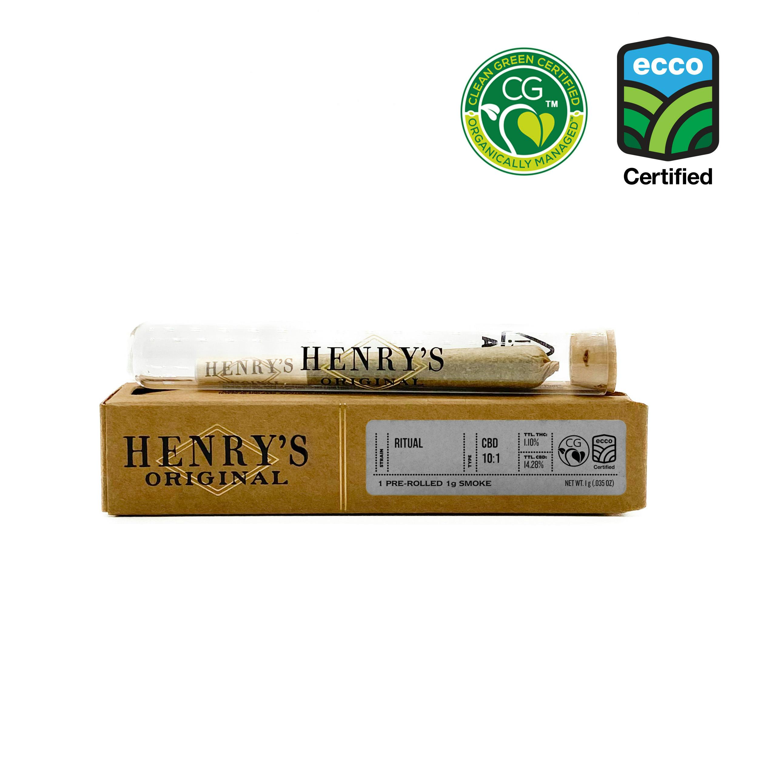 Henry's Original | Ritual 10:1 CBD:THC | Joint | 1g