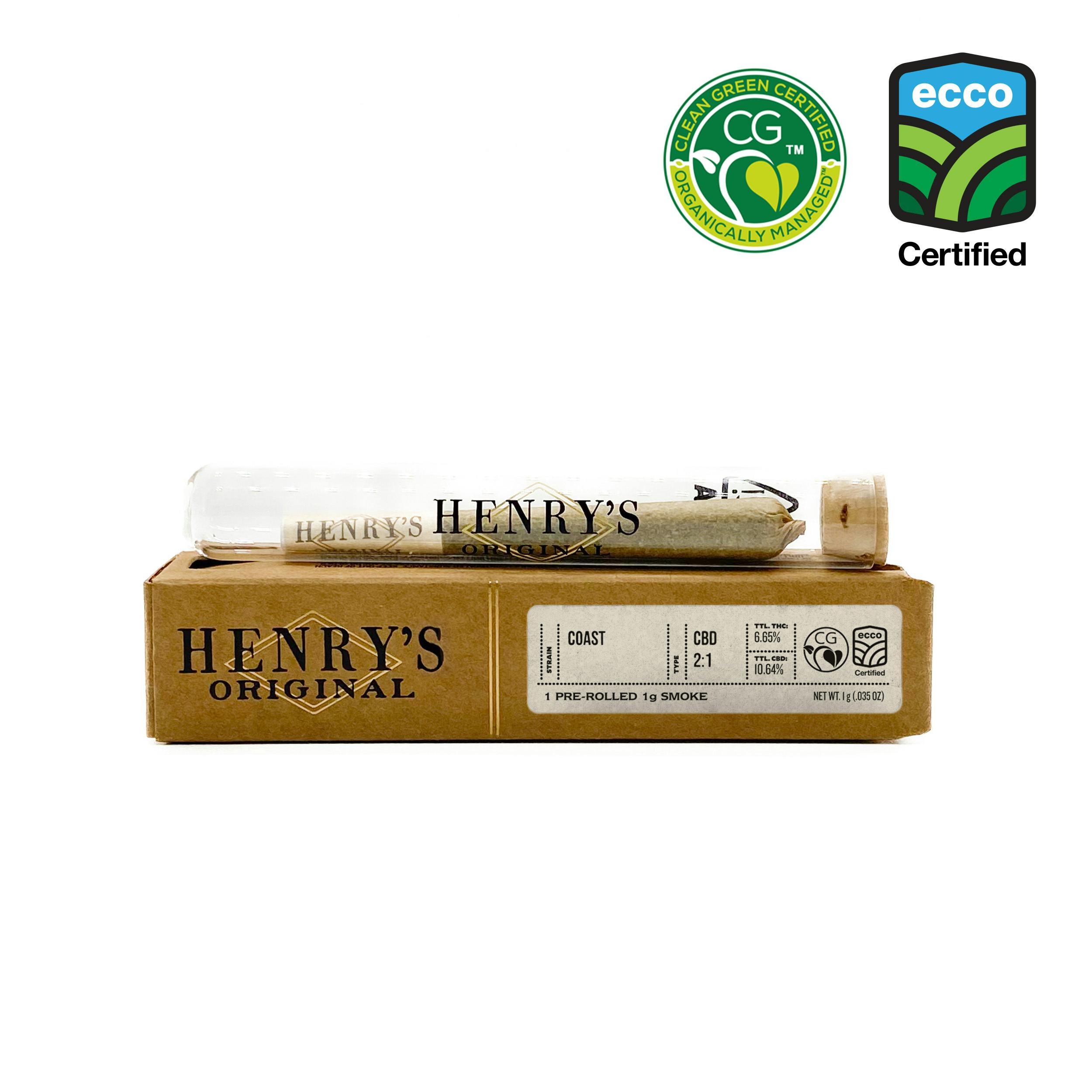 Henry's Original | Coast 2:1 CBD:THC | Joint | 1g