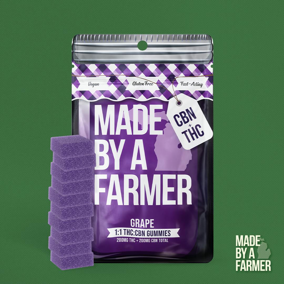 MBAF | 200MG THC + 200MG CBN (1:1) Full Spec Gummy | Grape by Made By A Farmer