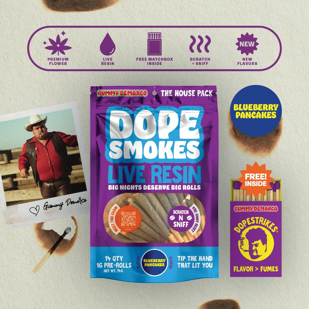 DOPE SMOKES | Blueberry Pancakes | 1g Live Resin Infused Pre-Rolls | 14ct by Gummy Demarco