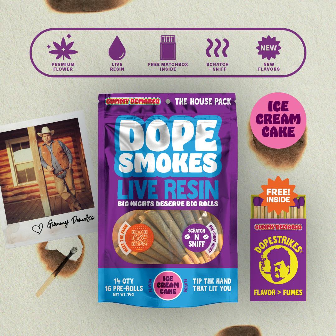 DOPE SMOKES | Ice Cream Cake | 1g Live Resin Infused Pre-Rolls | 14ct by Gummy Demarco