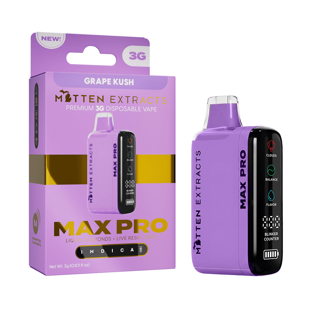 Mitten Extracts | Grape Kush MAX PRO Disposable Vape | 3g
