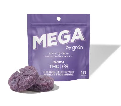 Grön | Sour Grape Gummies | 10mg | 10ct | 100mg/ea