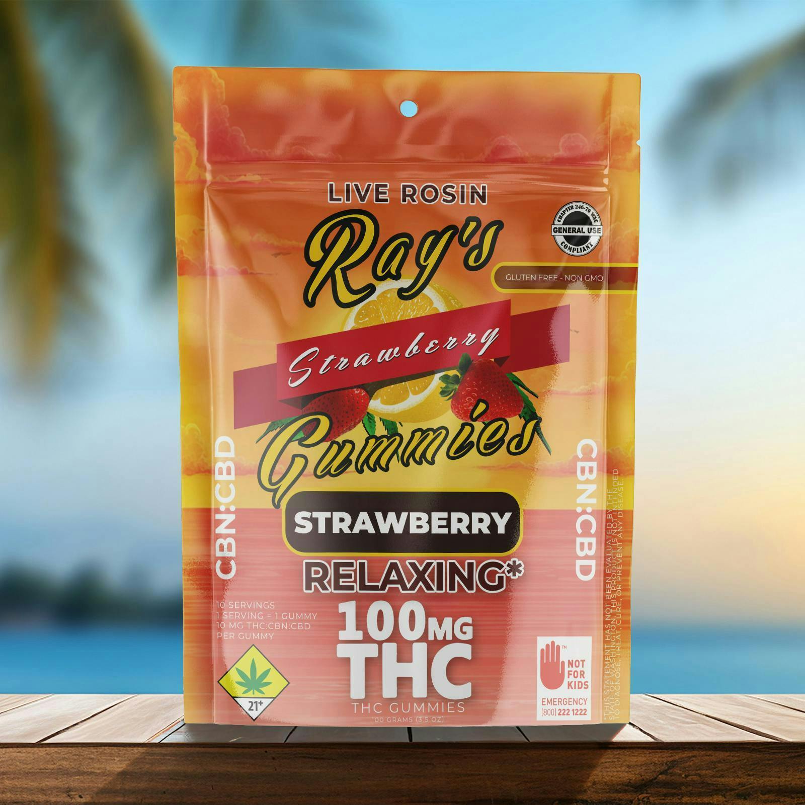 Strawberry Live Rosin Gummies | THC:CBD:CBN 1:1:1 | 10ct | 10mg/ea