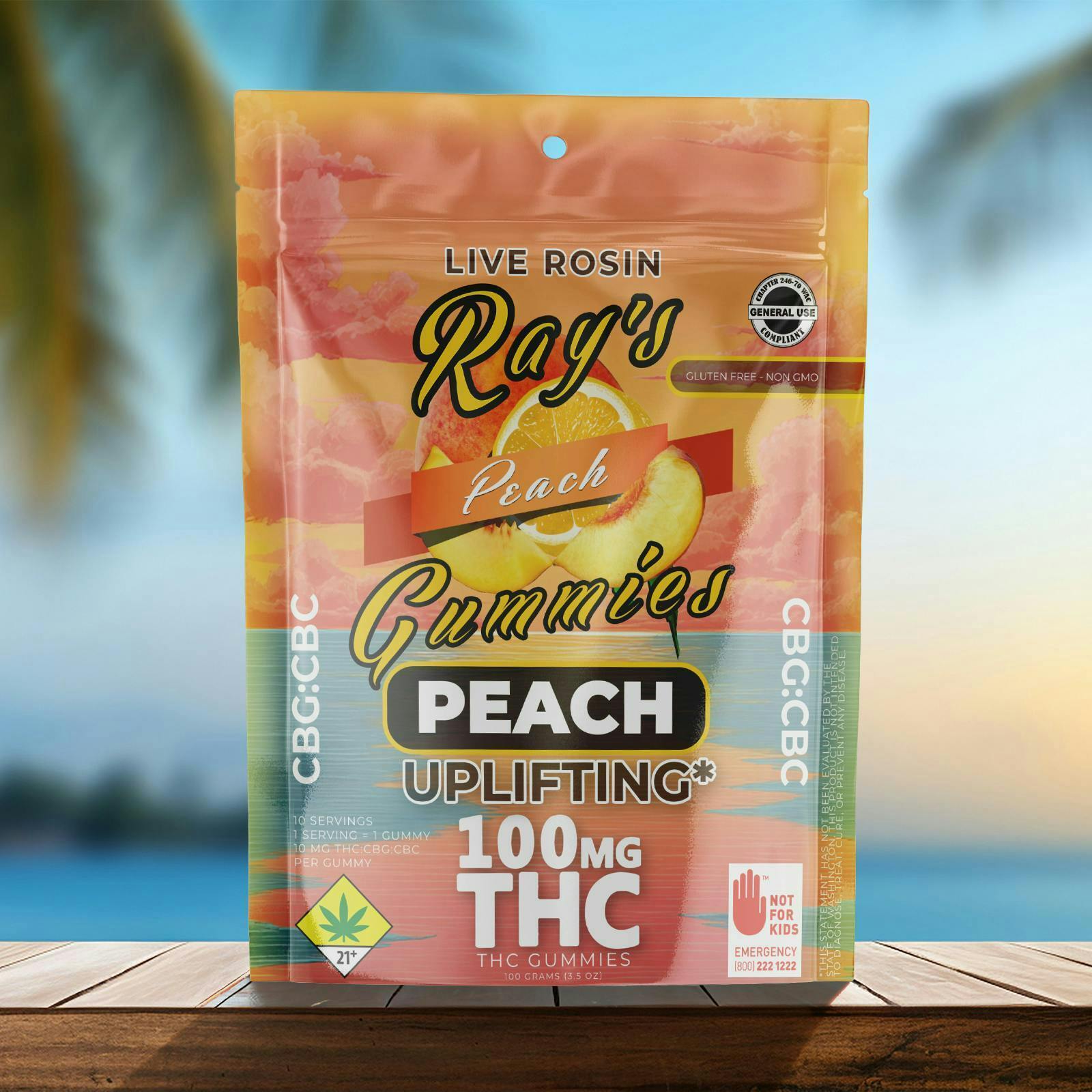 Peach Live Rosin Gummies | THC:CBC:CBG 1:1:1 | 10ct | 10mg/ea