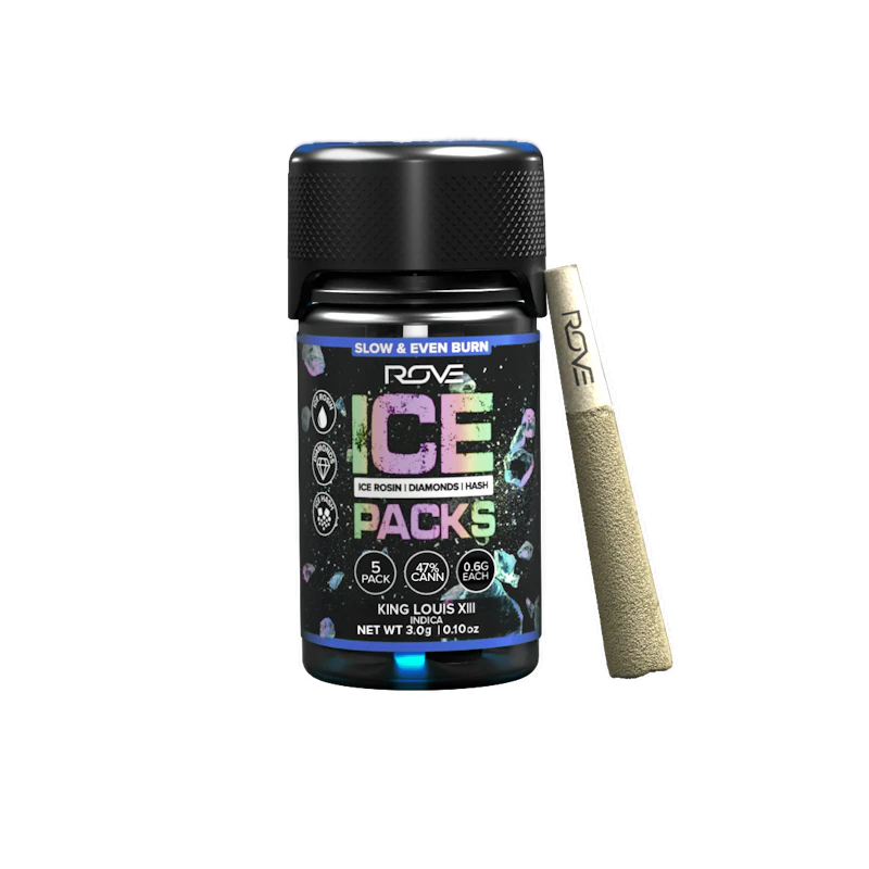Rove King Louis XIII · Infused Ice Packs (Rosin, Hash, and Diamonds) · 5x 0.6g, Infused Pre-Rolls