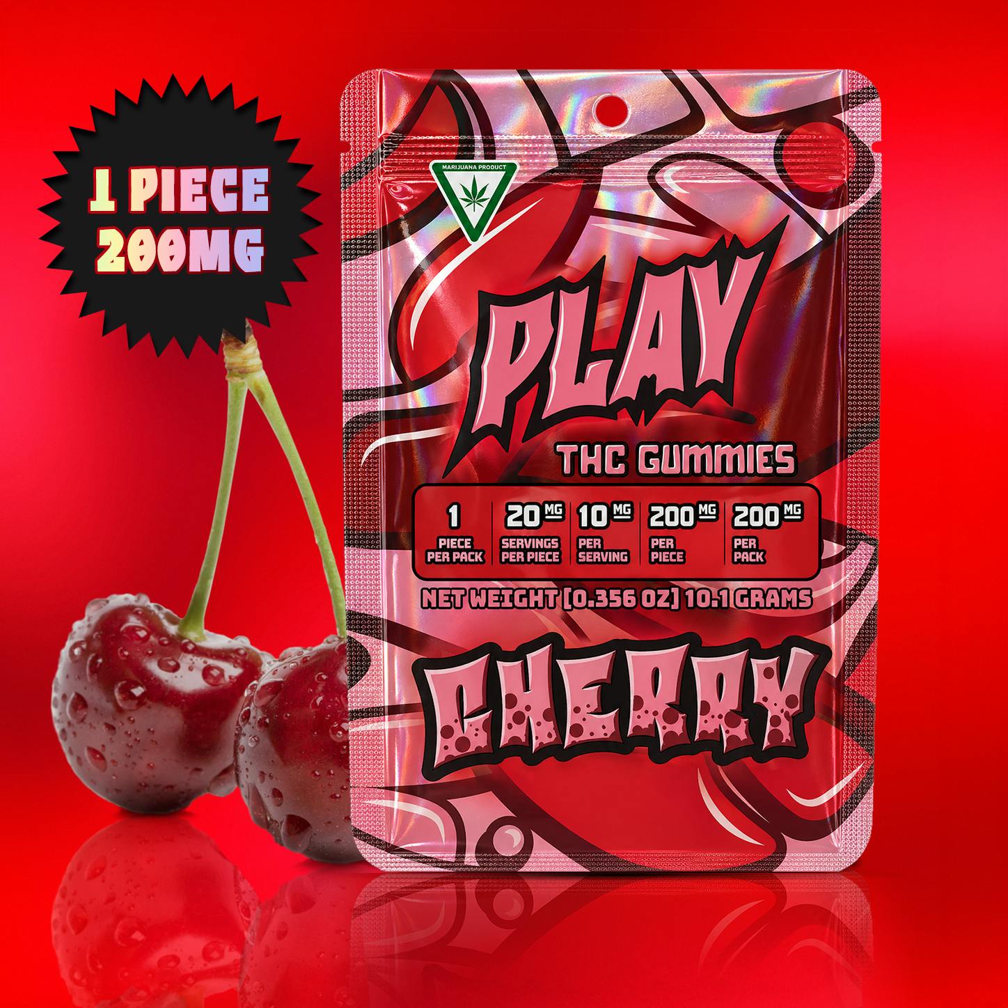 Play | Cherry | 200mg | Single Gummy