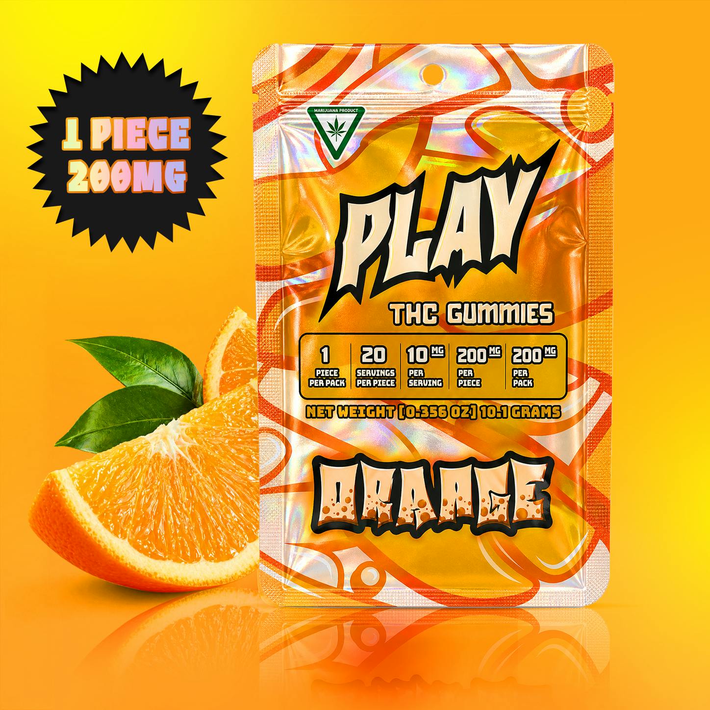 Play | Orange | 200mg | Single Gummy