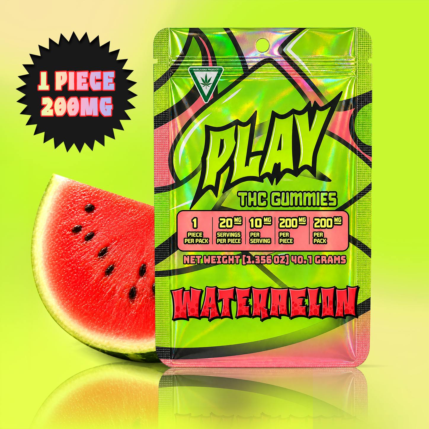 Play | Watermelon | 200mg | Single Gummy
