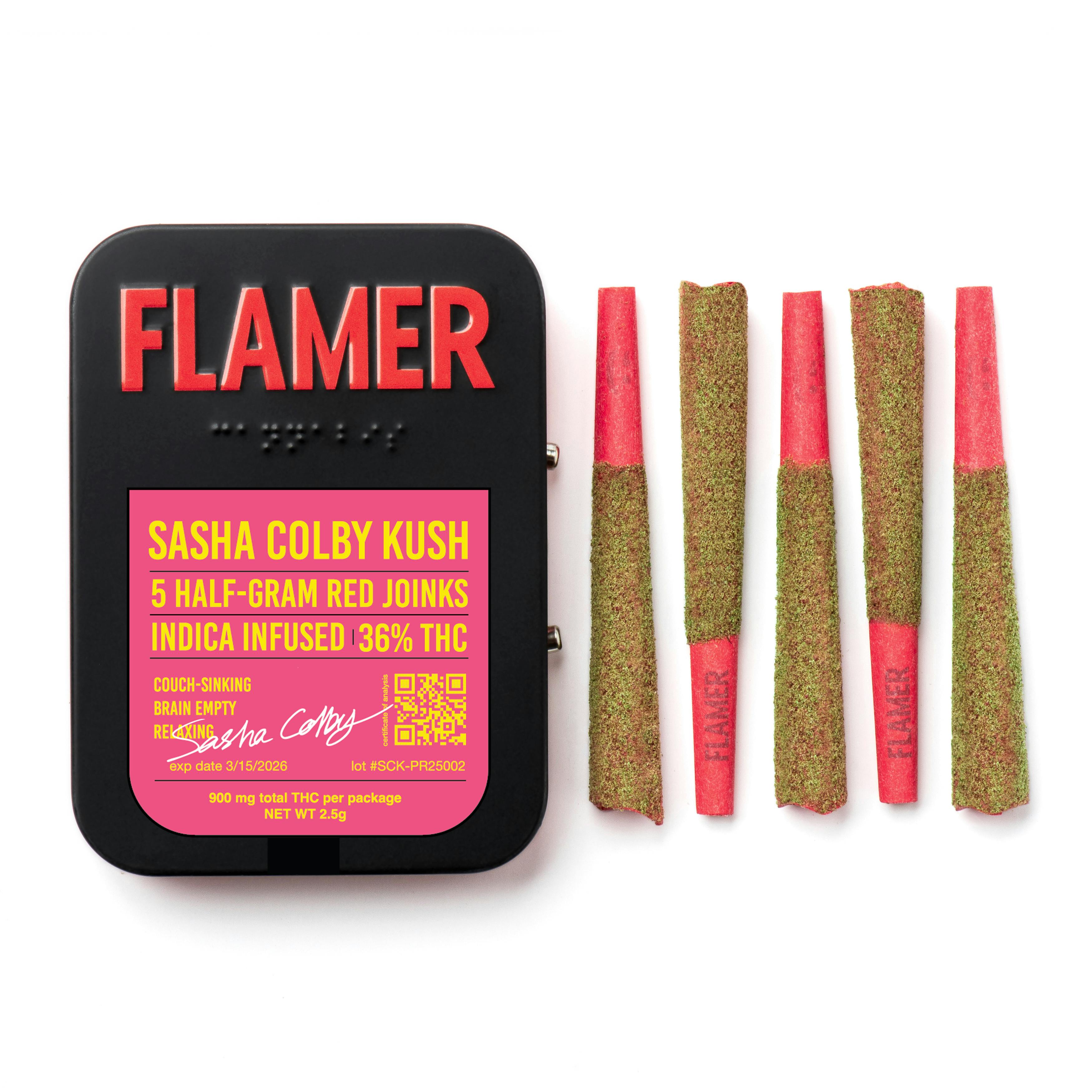 FLAMER | Sasha Colby Kush | Infused Mini Joints | 0.5g each | 5pk