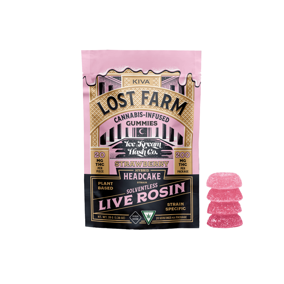 Strawberry 'Headcake' Live Rosin Gummies | 200mg | 10ct | 20mg/ea