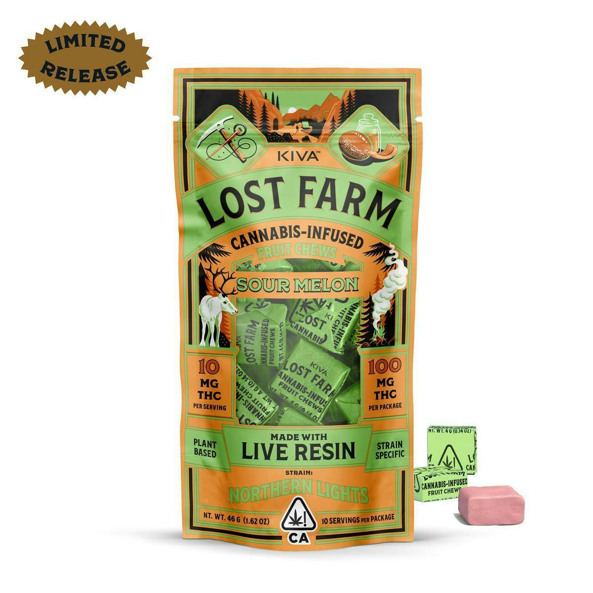 Sour Melon 'Northern Lights' Live Resin Chews | 100mg | 10ct | 10mg/ea