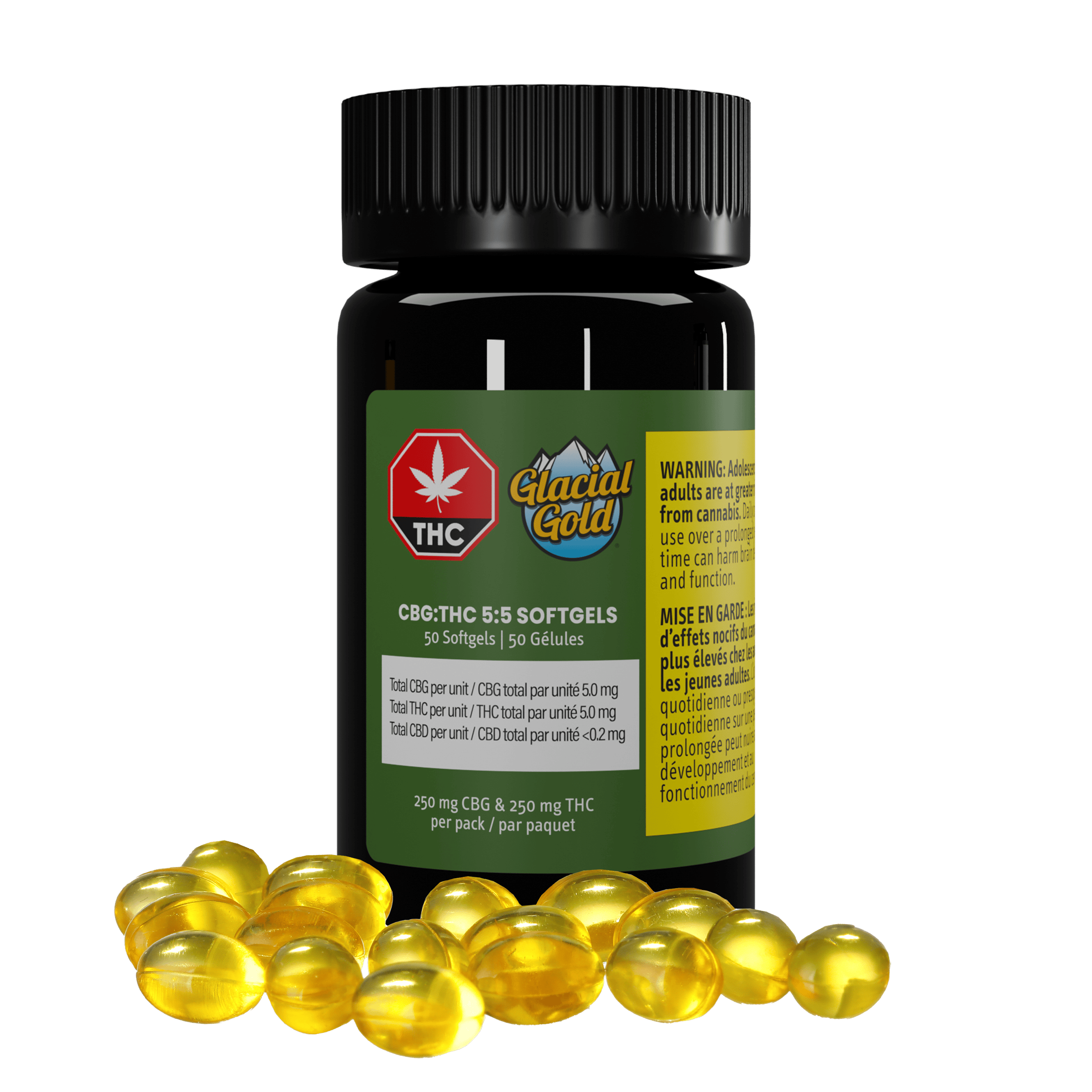 CBG:THC 5:5 Softgels | 50-pack (250mg CBG & 250mg THC)
