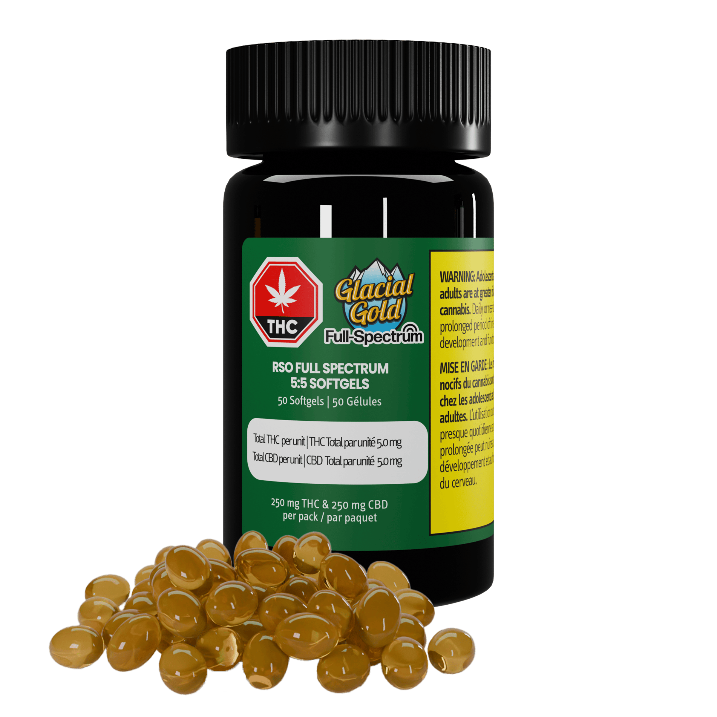 RSO Full Spectrum 5:5 Softgels | 50-pack (250mg THC & 250mg CBD)