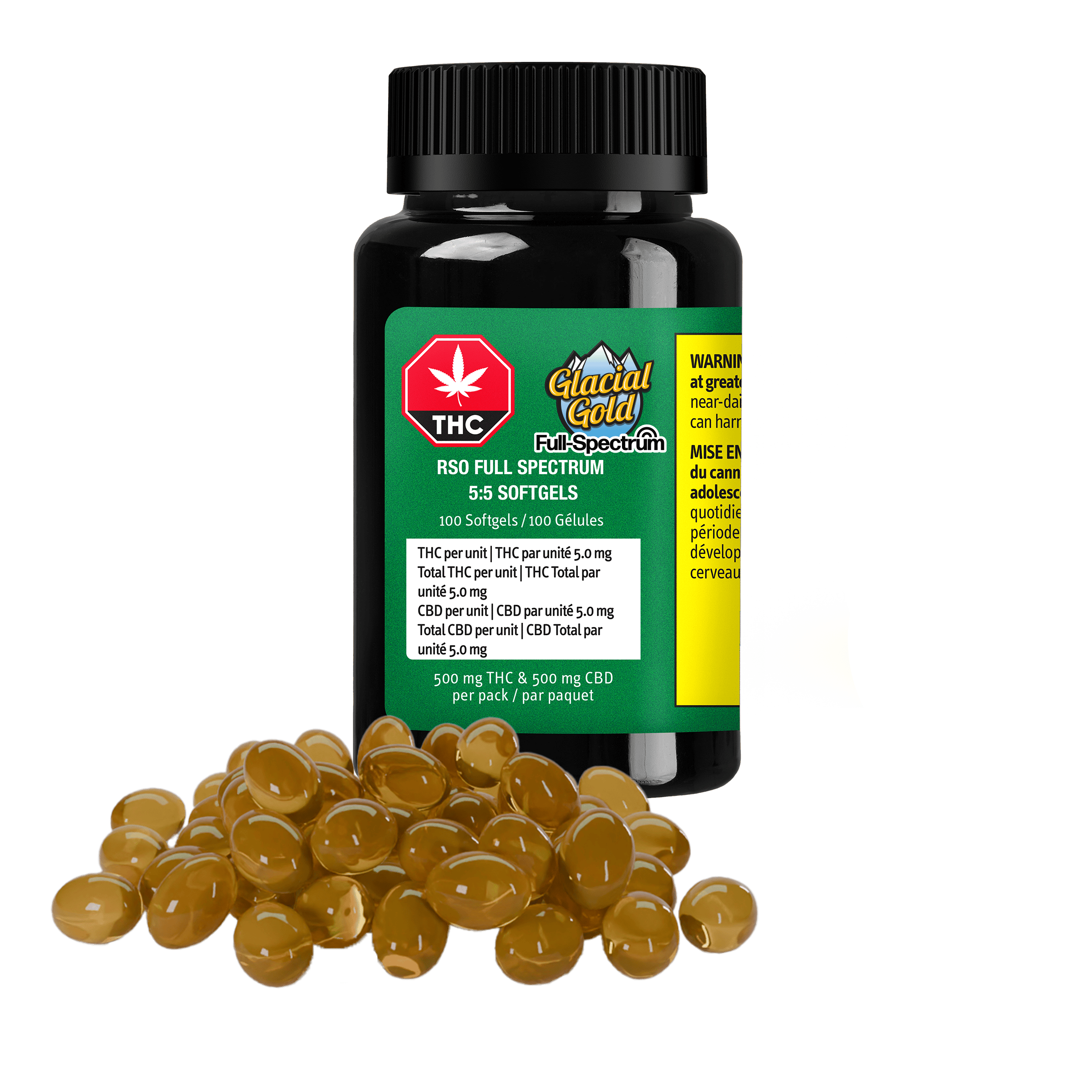 RSO Full Spectrum 5:5 Softgels | 100-pack (500mg THC & 500mg CBD)