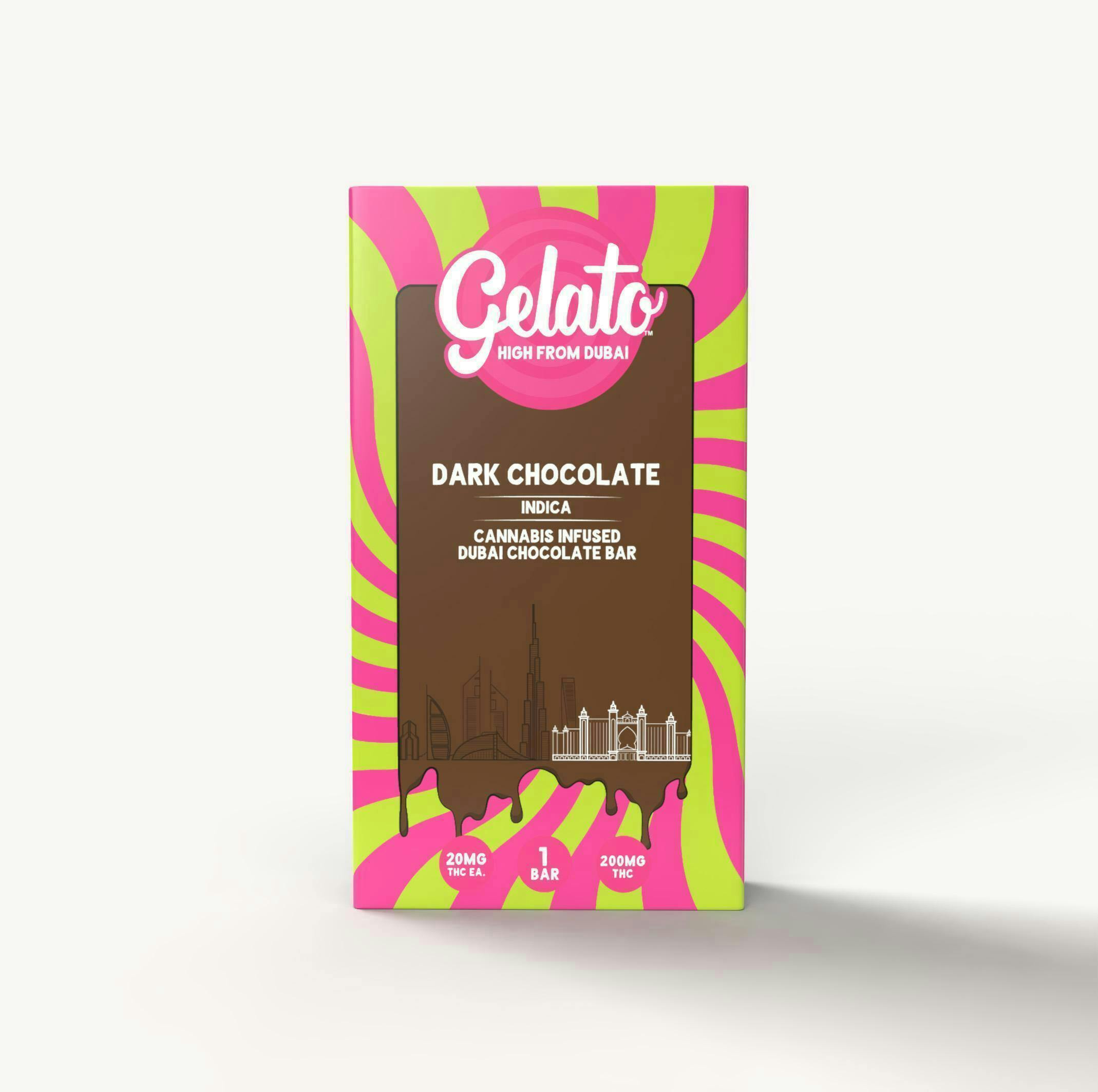 Gelato | Dubai Dark Chocolate Bar | 200mg | 10ct | 20mg/ea by Gelato