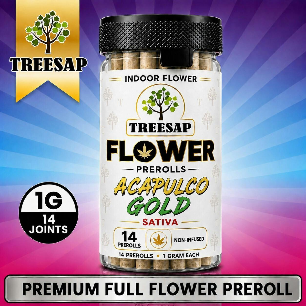 Treesap 14PK Non Infused Pre Rolls - Acapulco Gold- (Sativa) - 14g