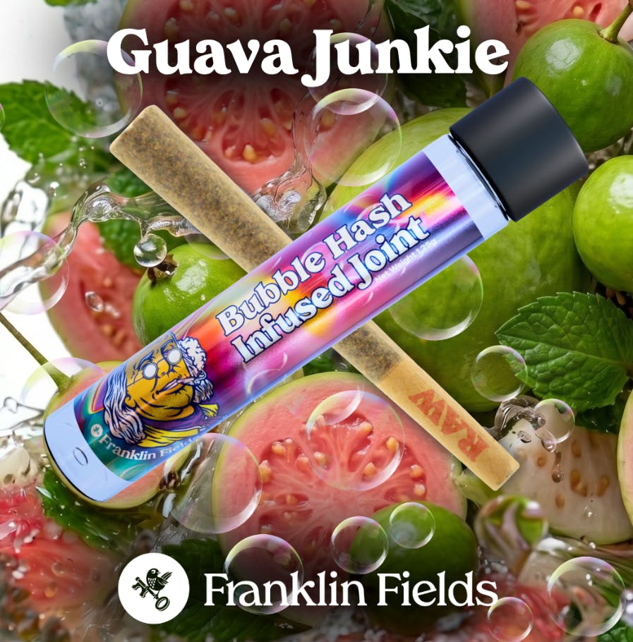 Bubble Hash Infused Pre Roll Guava Junkie 1.25g by Franklin Fields