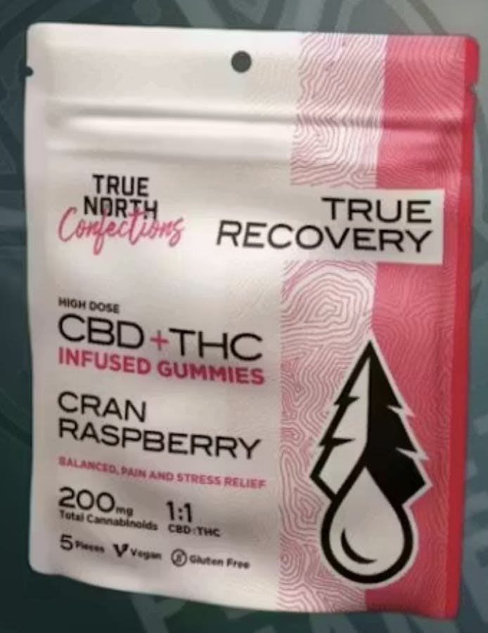 True North | Cran Raspberry 1:1 THC:CBD Gummies | 100mg | 5ct | 20mg/ea by True North Collective MI