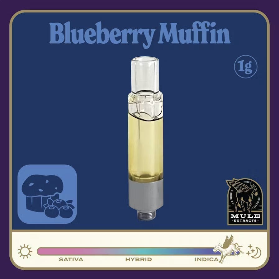 Mule Extracts | Blueberry Muffin | Live Resin Glass Cartridge | 1g by Mule Extracts