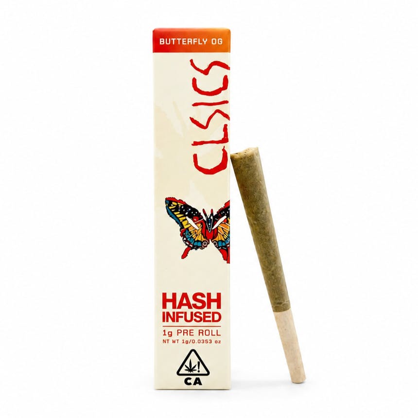 CLSICS Rosin & Rosin Infused Pre Rolls: Butterfly OG