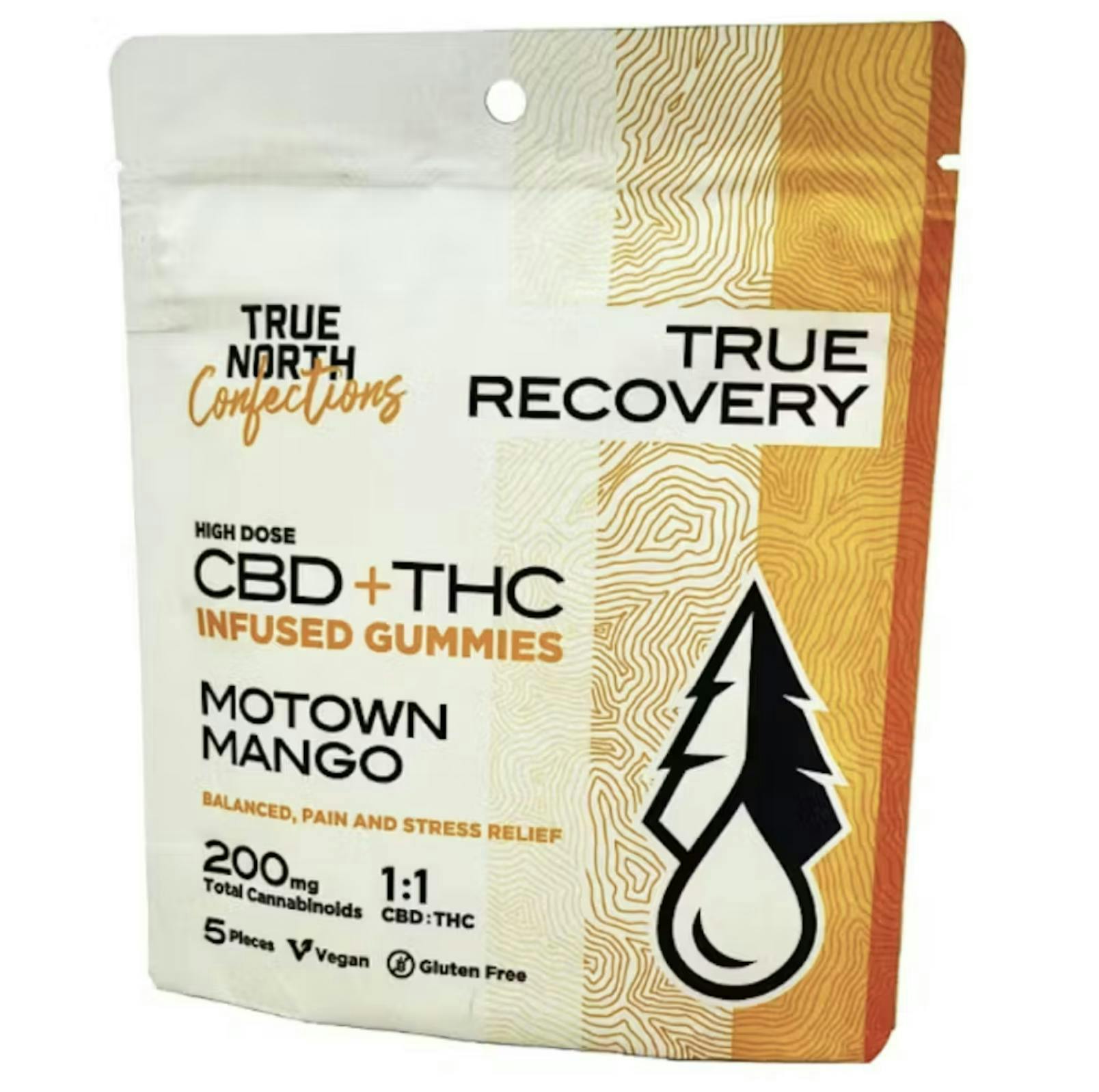 True North | Motown Mango Recovery THC:CBD Gummies | 200mg | 5ct | 40mg/ea