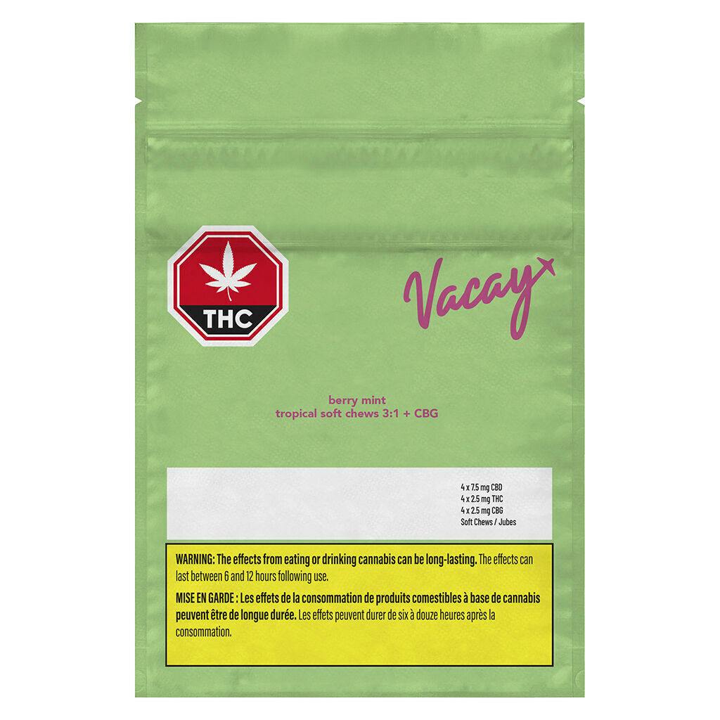 Berry Mint Tropical Soft Chews 3:1 + CBG | 4pk | 25mg/ea
