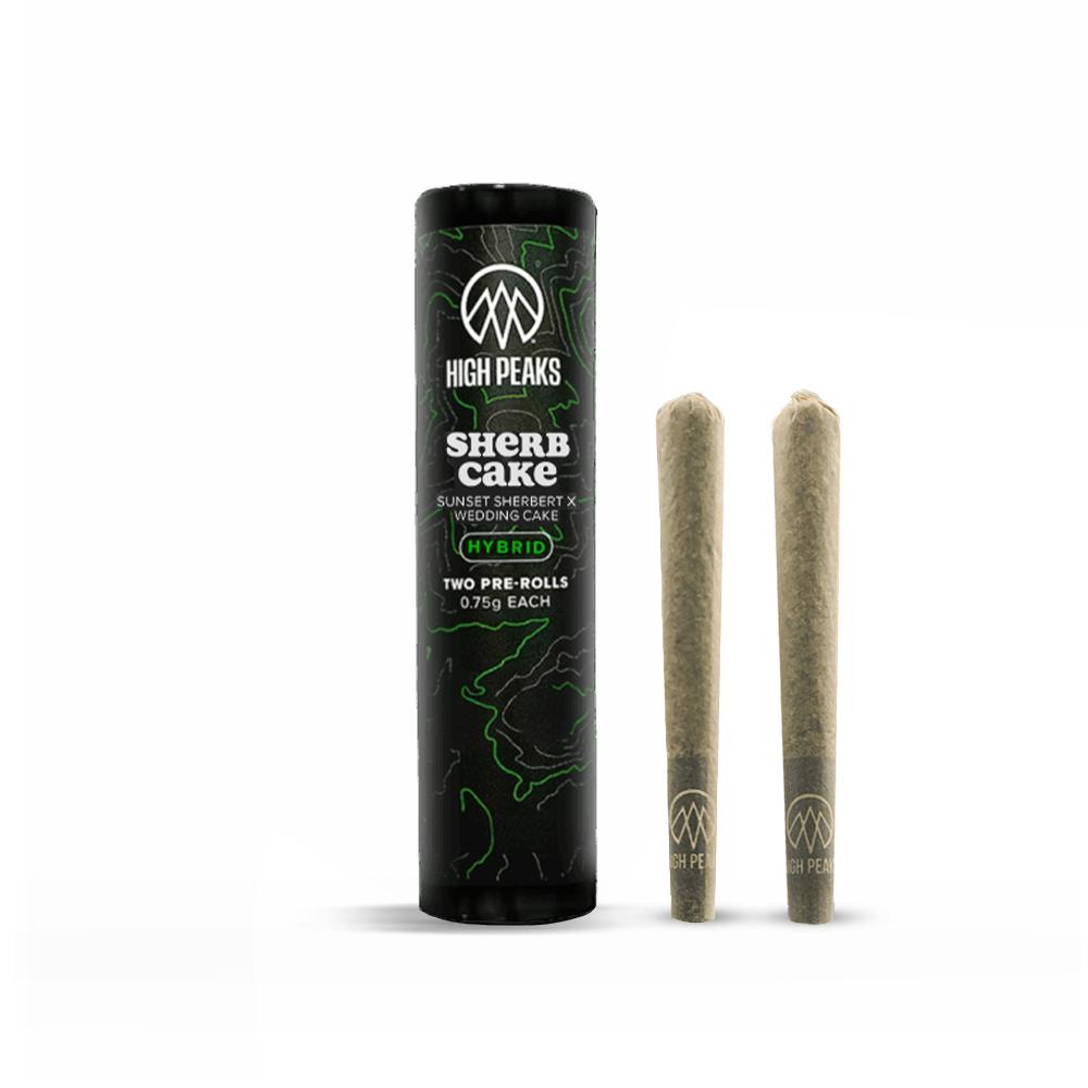 Sherb Cake | Hybrid | 2-Pack Pre-Rolls | 0.75g Each by High Peaks