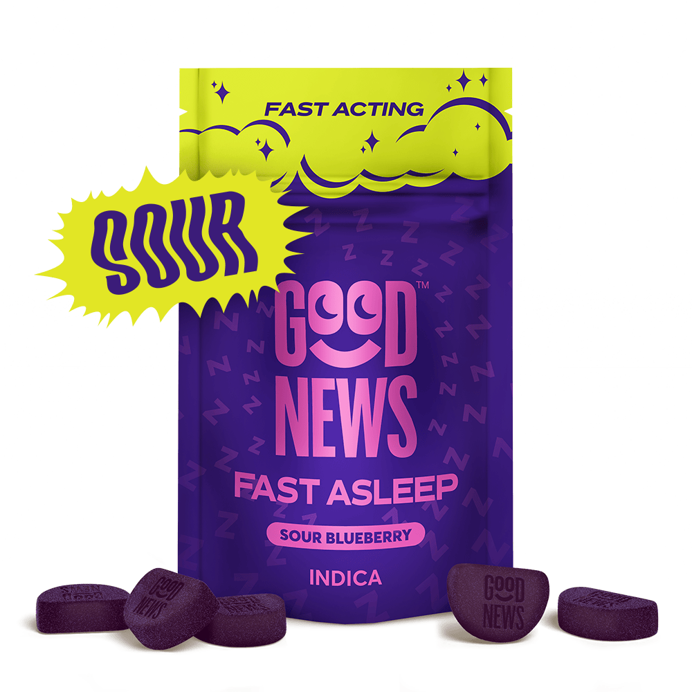 Fast Asleep | Sour Blueberry Gummies | 100mg | 20ct | 5mg/ea by Good News