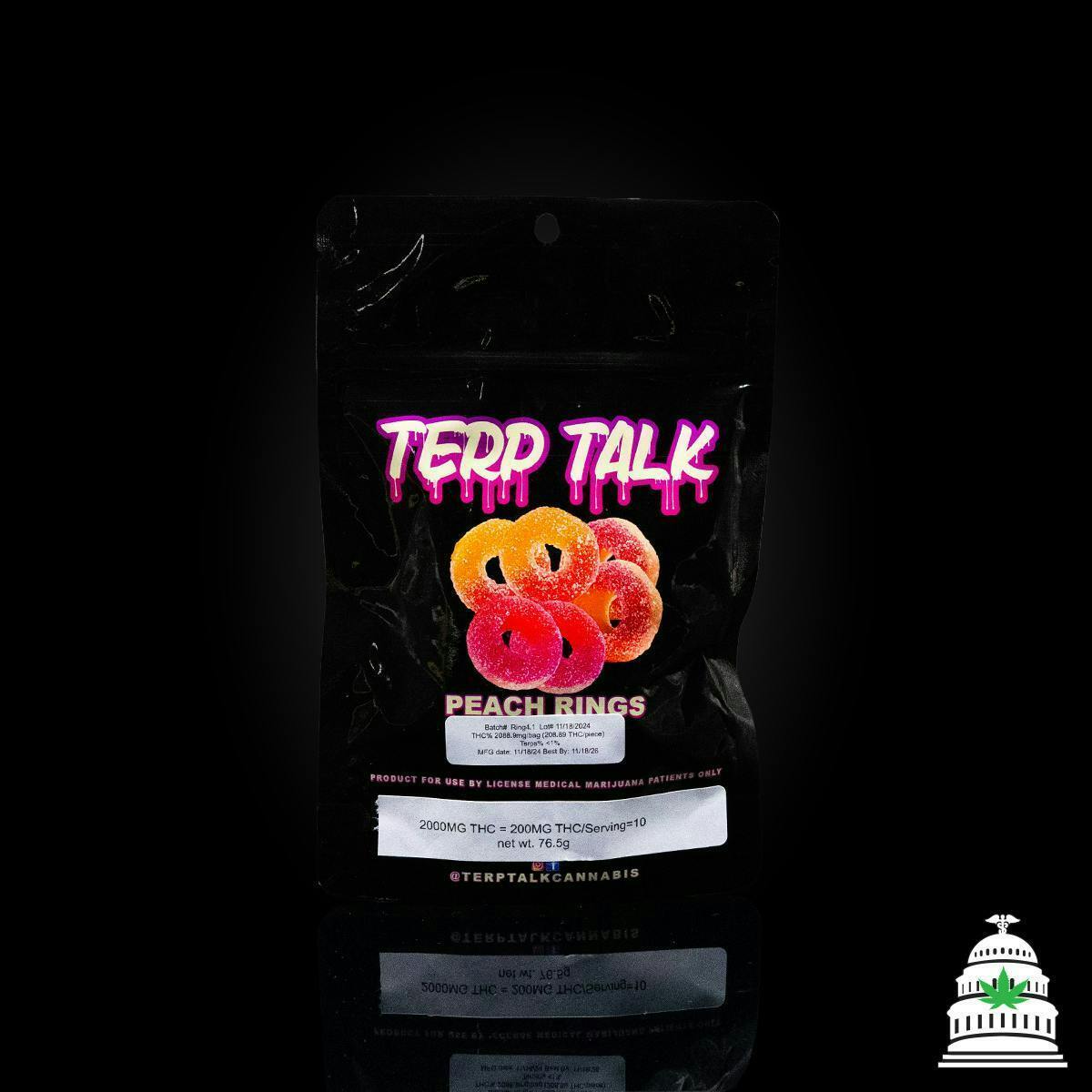 Terp Talk | Peach Rings Gummies | 2,000mg | 10ct | 200mg/ea