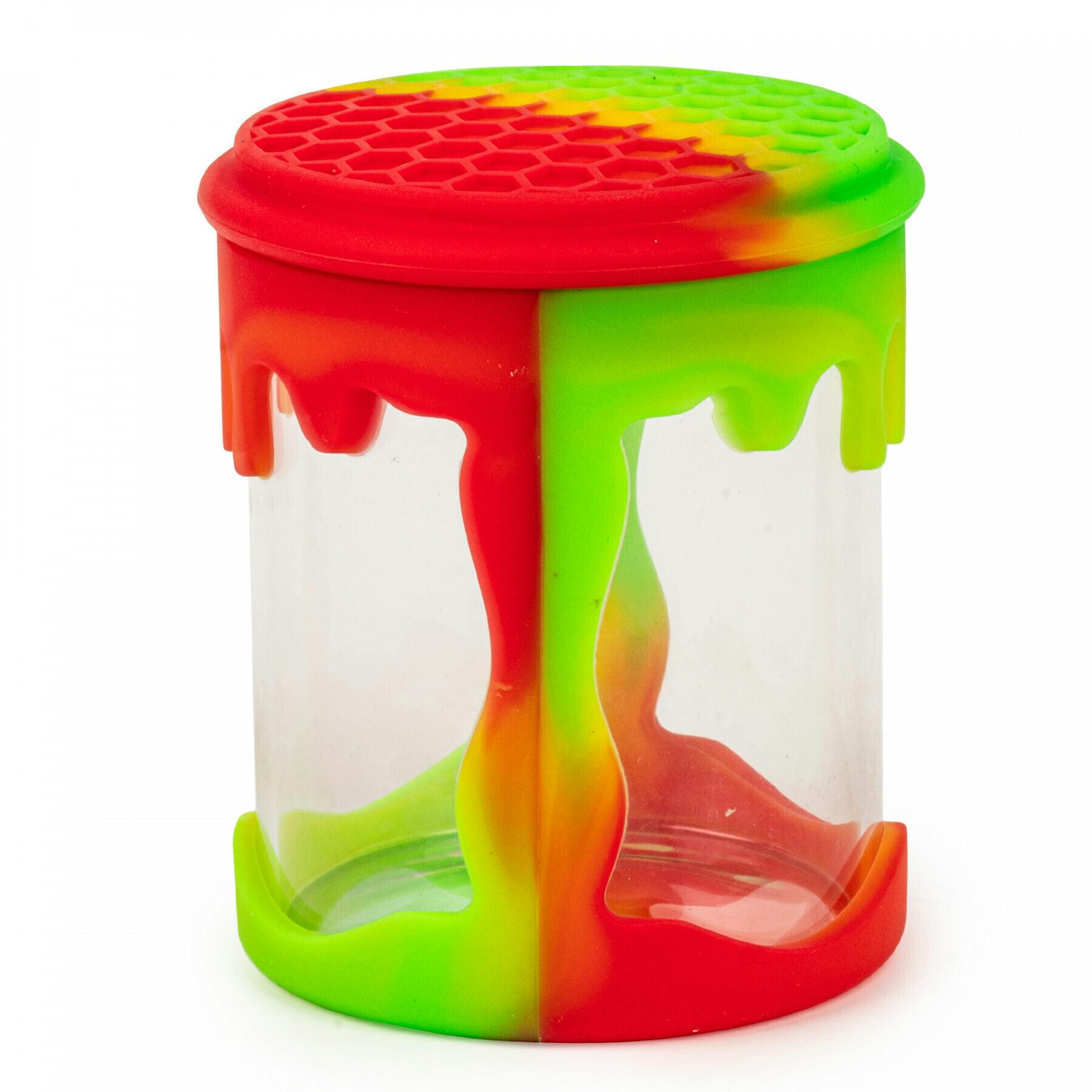 LIT Silicone 2.75" Rasta Jar W/Honeycomb Pattern | Storage