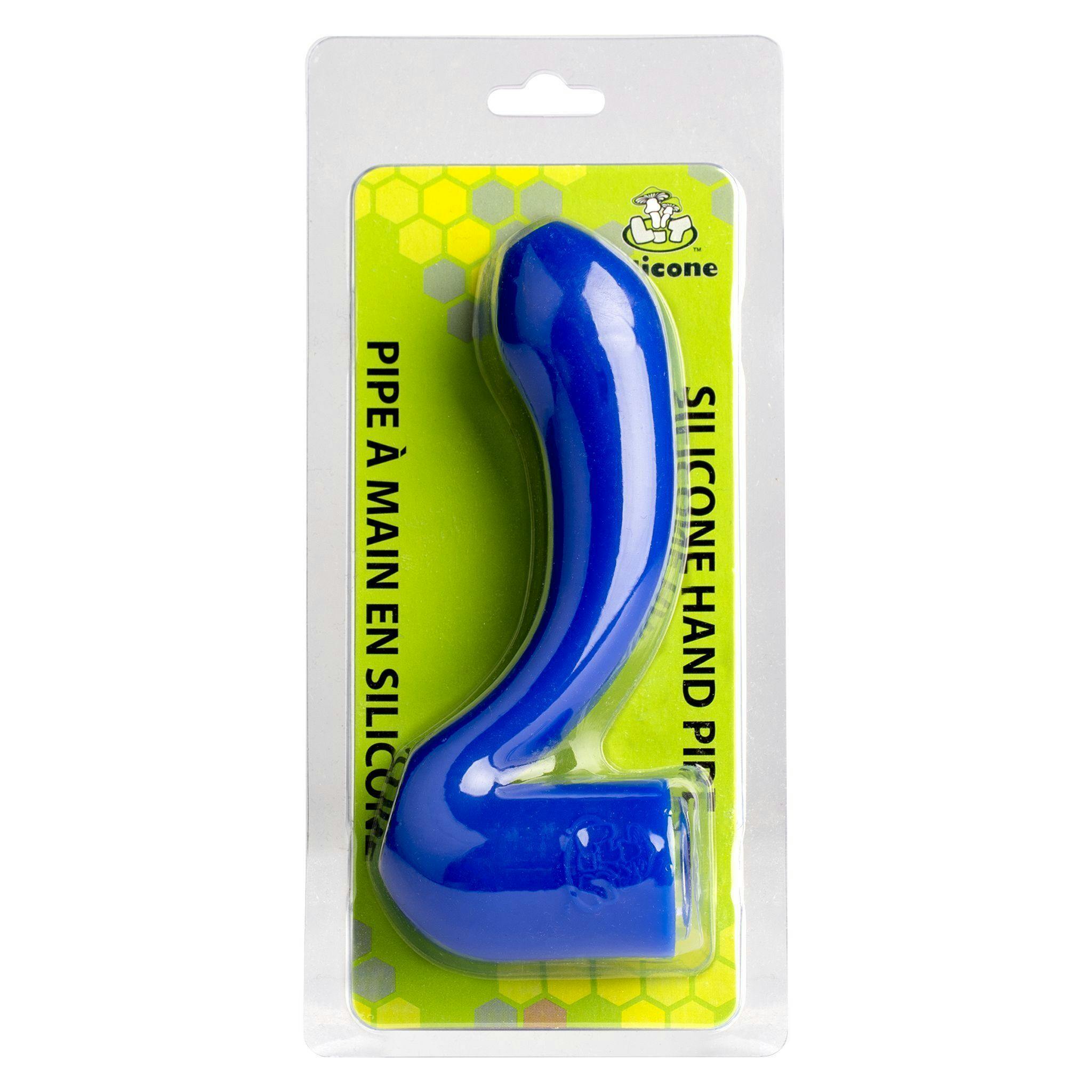 LIT Silicone - Silicone Sherlock Hand Pipe with Glass Bowl - Blue | Pipes