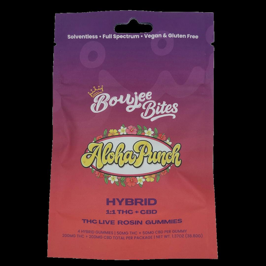 Boujee Bites | Aloha Punch 1:1 THC/CBD Rosin Gummies 4x | Gummies | 4pk | 5