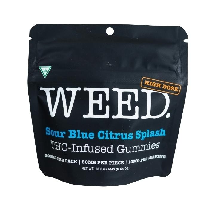 Weed. - Gummies - 200mg - Sour Blue Citrus Splash | Gummies | 10pk | 20mg/e at Timber Cannabis Co. Dispensary Mt. Pleasant