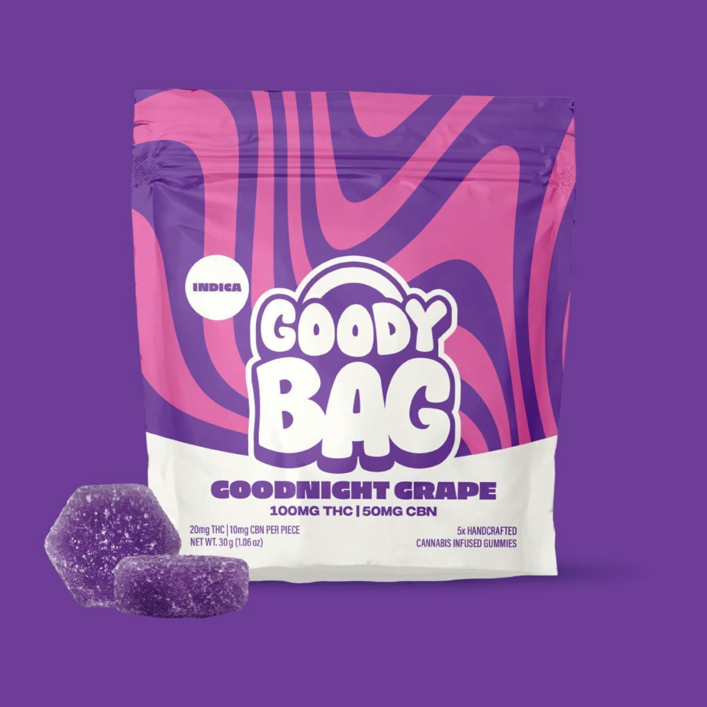 Goody Bag - Goodnight Grape 2:1 200mg THC 100mg CBN | Gummies | 10pk | 20mg