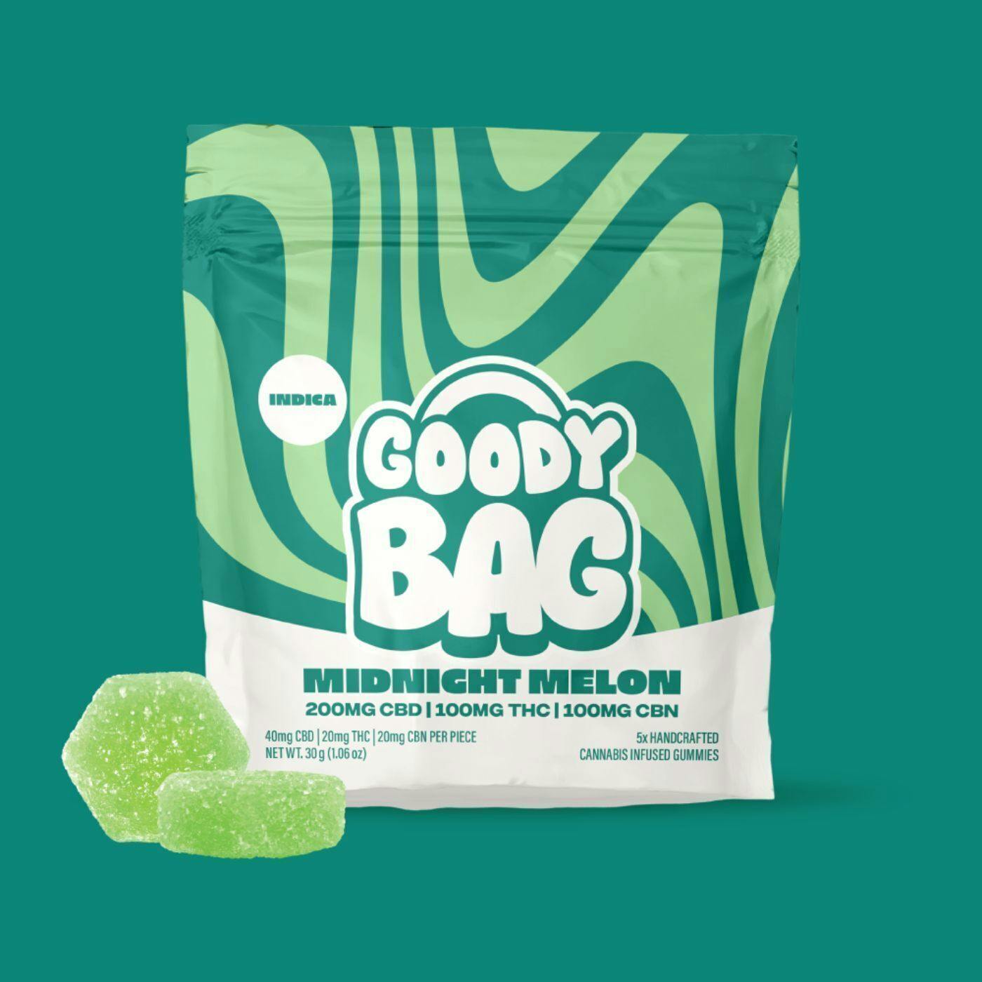 Goody Bag - Midnight Melon 2:2:1 200mg THC 200mg CBD 100mg CBN | Gummies |