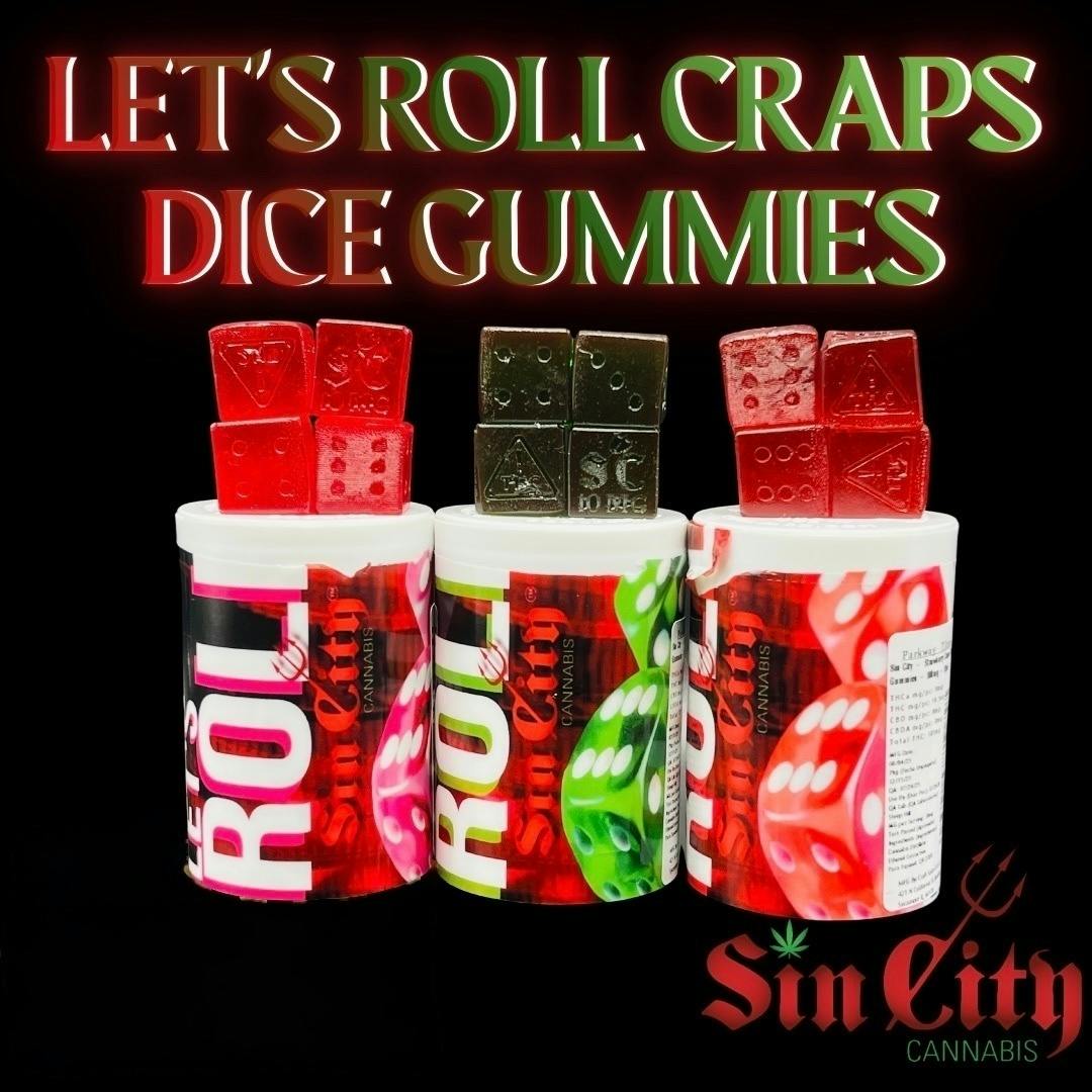 Sin City Watermelon Craps Dice Gummy 100mg | Gummies | 10pk | 10mg/ea