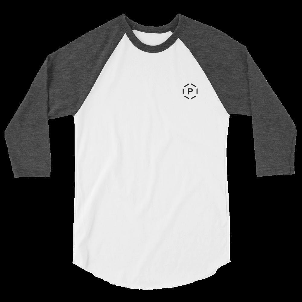 3/4 Sleeve Raglan Shirt: White/Heather Charcoal - S | Apparel