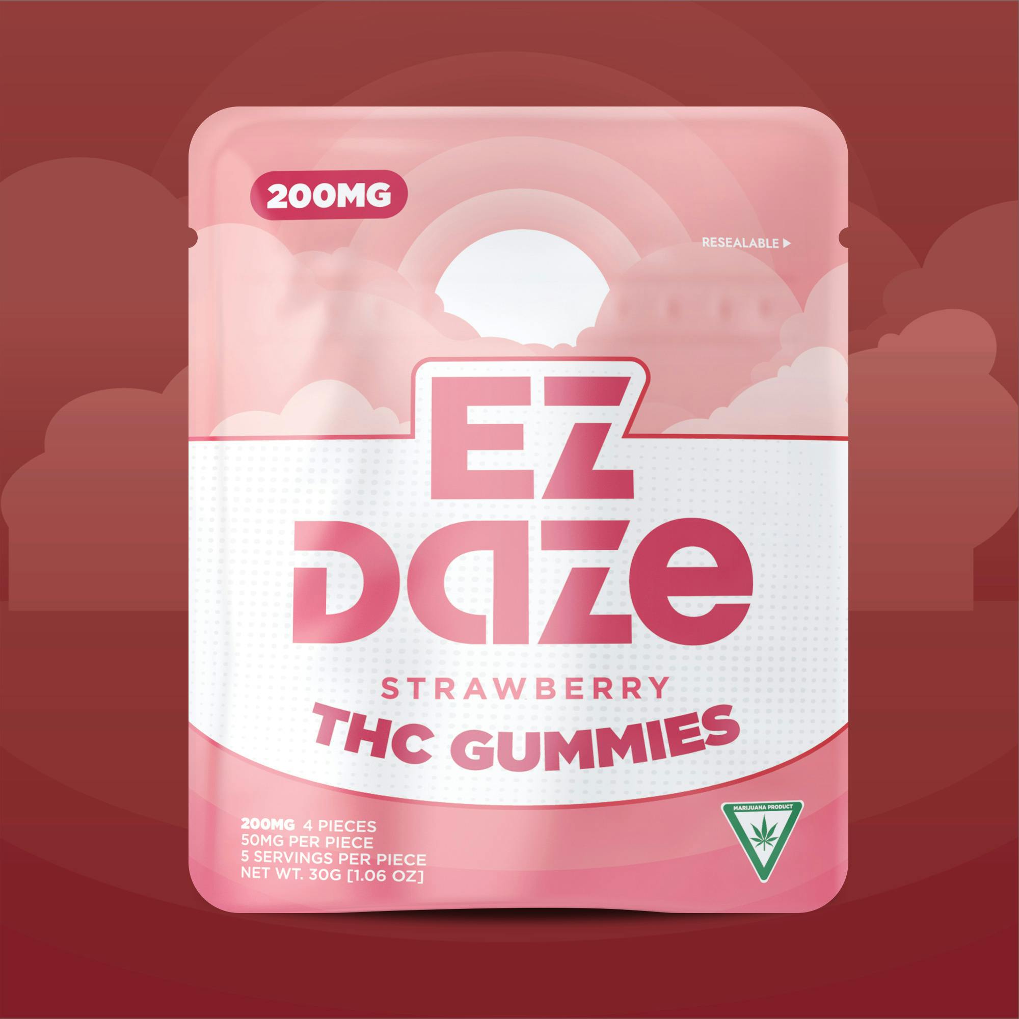 EZ Daze 200MG Gummies - Strawberry | Gummies | 4pk | 50mg/ea