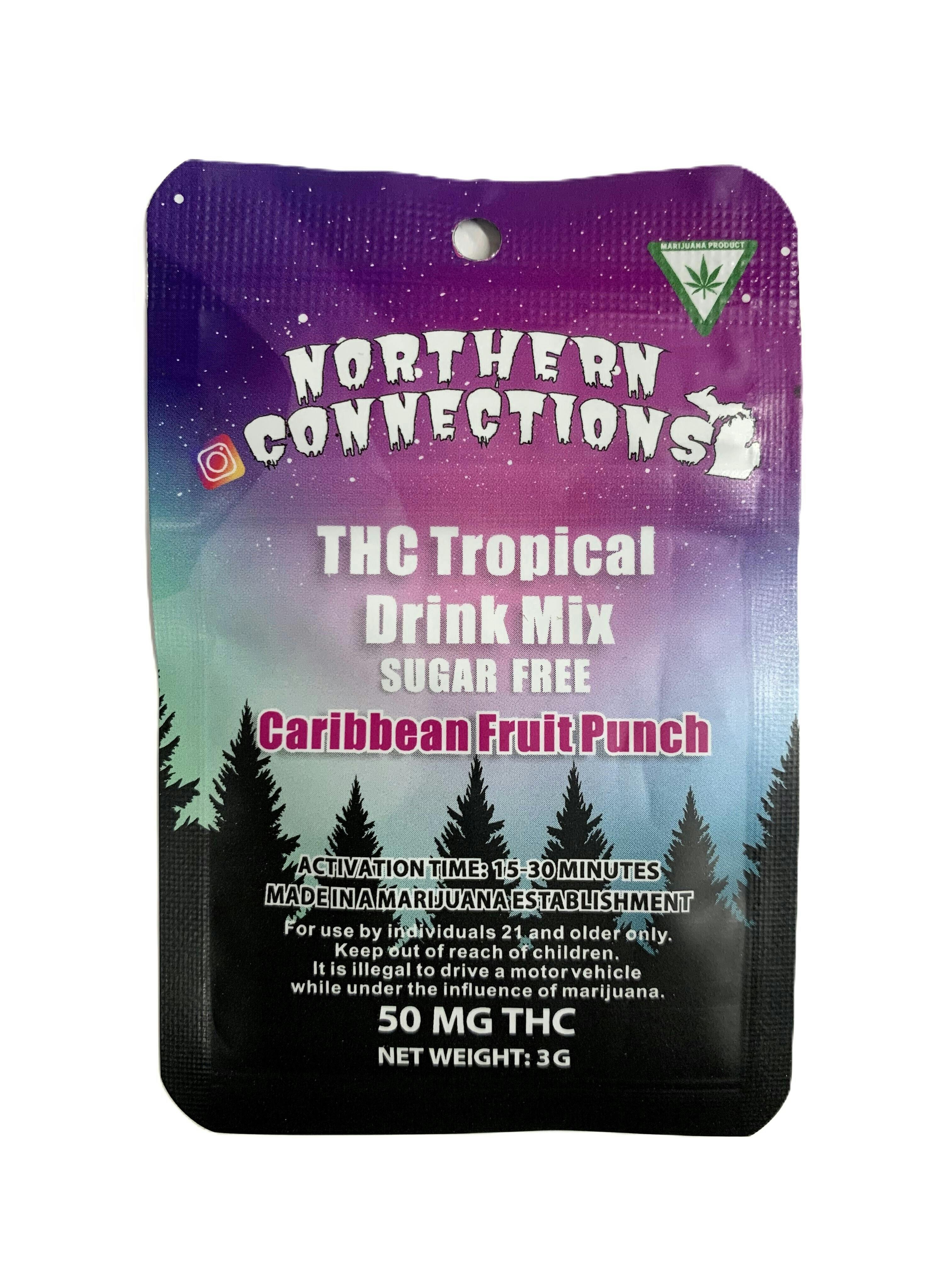 Edible - THC Tropical Drink Mix Sugar Free - Caribbean Fruit Punch - 50mg |