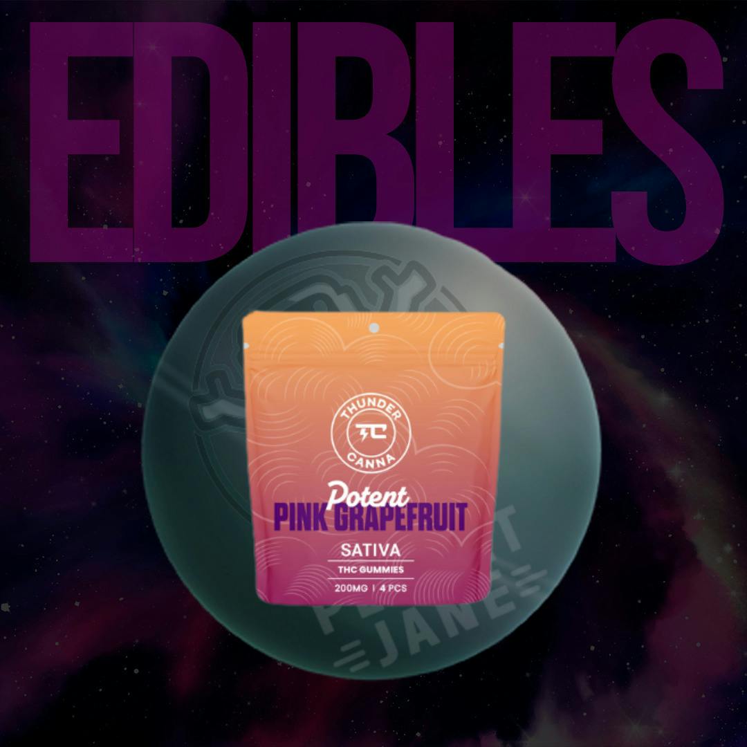 Thunder Canna - 200mg Gummies - Pink Grapefruit | Gummies | 4pk | 50mg/ea at The Dude Abides Mottville