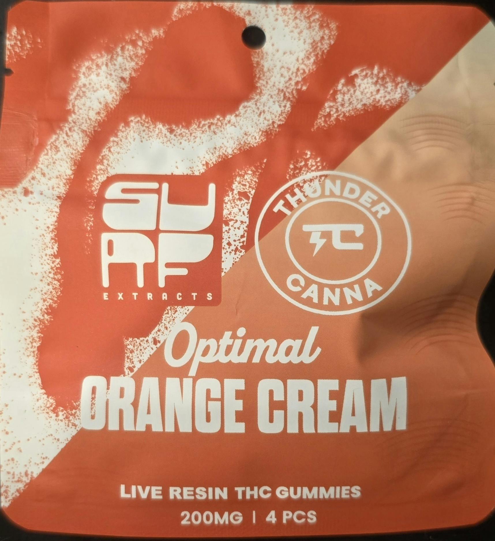 THUNDER CANNA/SURF | ORANGE LIVE RESIN | 200MG | | Gummies | 4pk | 50mg/ea