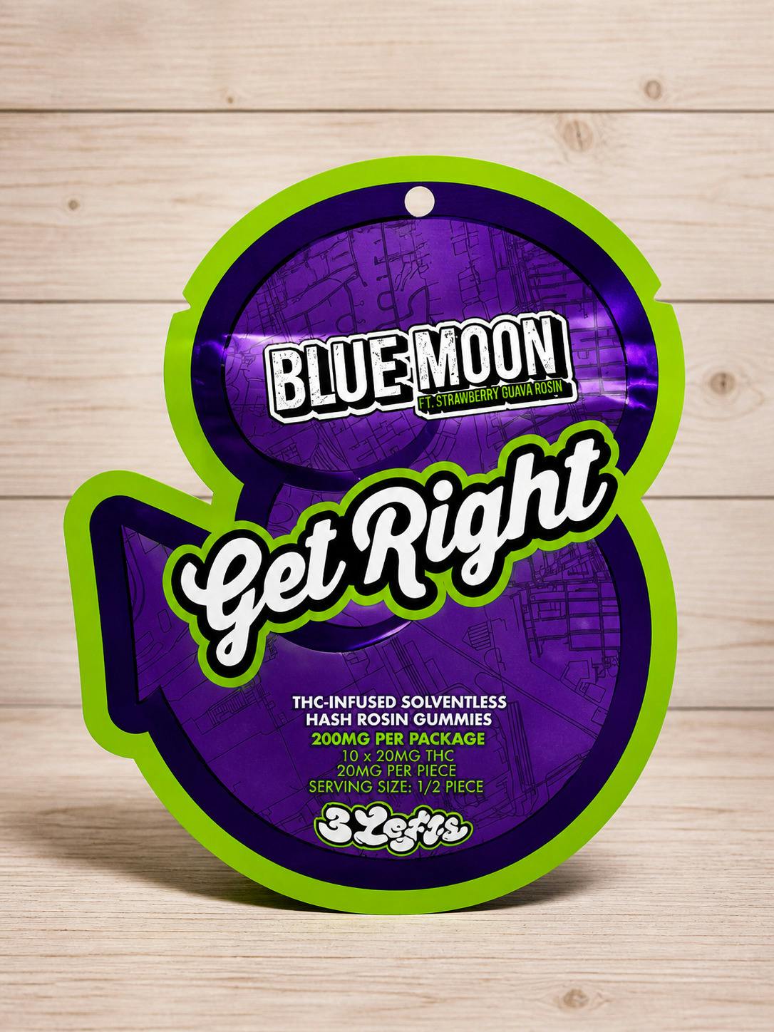 200mg | Blue Moon (Strawberry Guava) | Hash Rosin Gummies | Gummies | 10pk