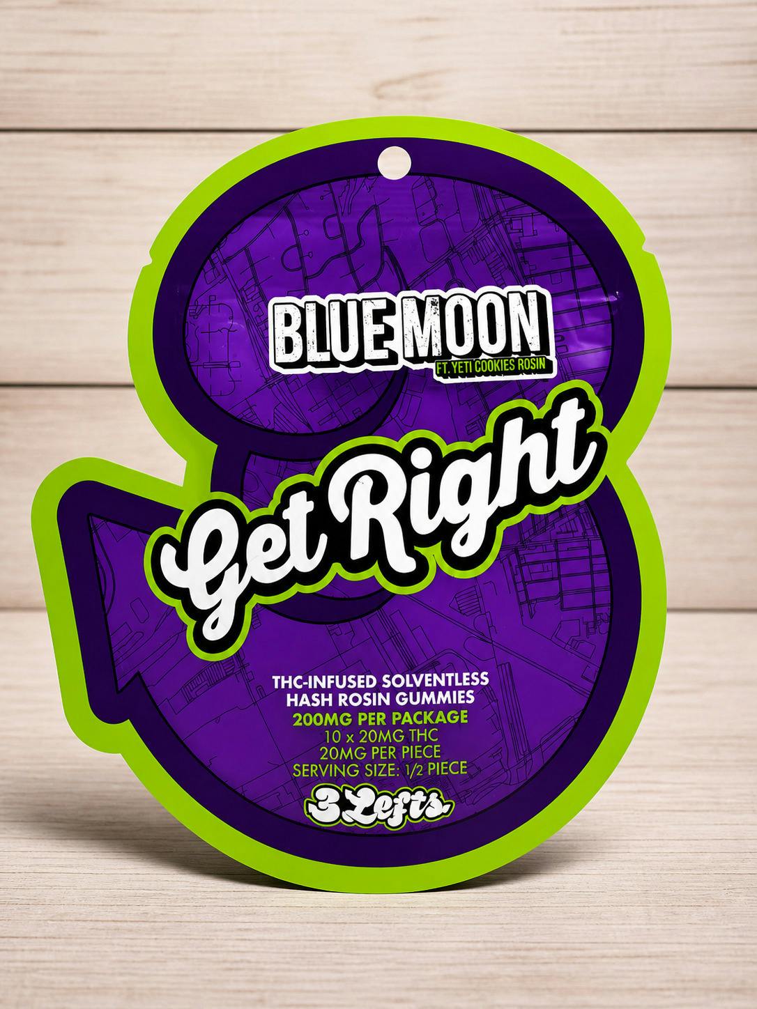 200mg | Blue Moon | Hash Rosin Gummies | Gummies | 10pk | 20mg/ea