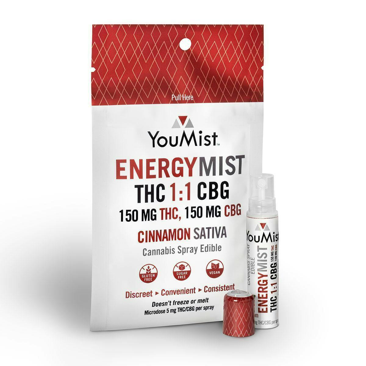 YouMist | Cinnamon | Energy Mist Spray | 1:1 150THC/150CBG | 30pk | 5mg/ea